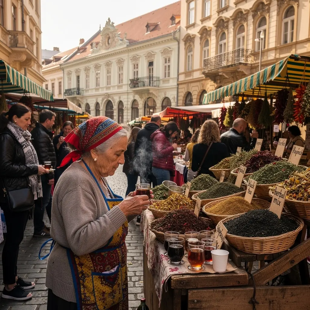 Teázás közben készült fénykép, ahol egy csoport barát élvezi a fekete teát.