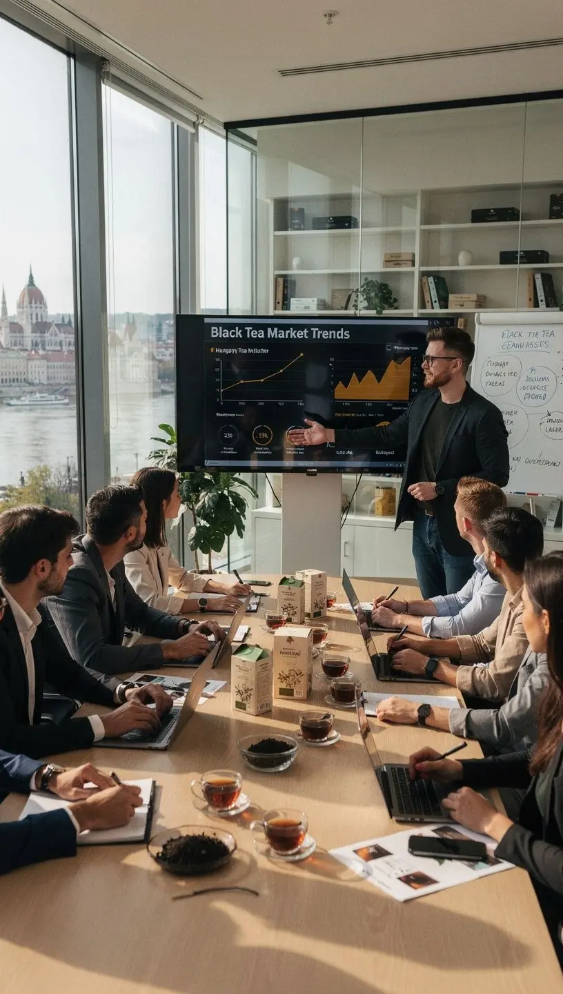 Fekete tea levelek közelről, gazdag zöld színnel, frissességet sugallva.