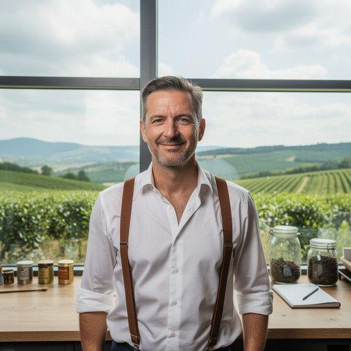 Különböző teáscsészék és teafőzők elrendezése egy asztalon.